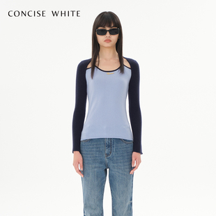 concise-white简白镂空假两件针织衫套头毛衣，23秋设计师品牌