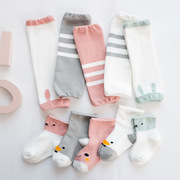 婴儿宝宝护膝分体袜子套装地板，爬行袜套0-3纯棉护腿秋冬季换尿布