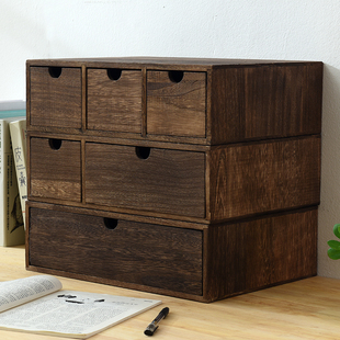实木桌面收纳盒办公桌，置物架中式电脑显示屏，增高架抽屉储物整理盒