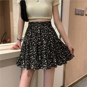 夏季高腰半身裙女高腰小碎花字小众设计感短裙裤子女