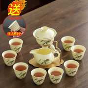 德化陶瓷功夫茶具，全自动懒人茶具磁吸出水盖碗茶杯套装