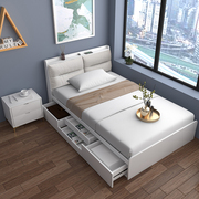 北欧简约小户型儿童床12米小床卧室单人床现代板式储物床收纳床