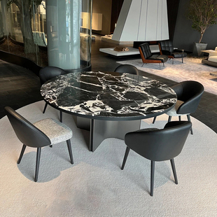 意大利高端设计师款别墅大理石餐桌椅组合意式现代轻奢餐桌