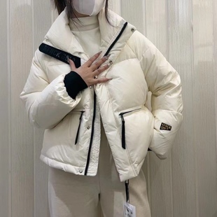 黑色羽绒服女短款小个子加厚冬季2023韩版白鸭绒立领小款外套