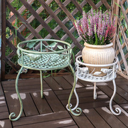 欧式复古做旧铁艺小鸟花凳花架两件套花盆庭院花园户外装饰