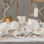 欧式骨瓷咖啡杯套装家用描金白喝茶(白喝茶)瓷咖啡具，整套英式下午茶杯茶具