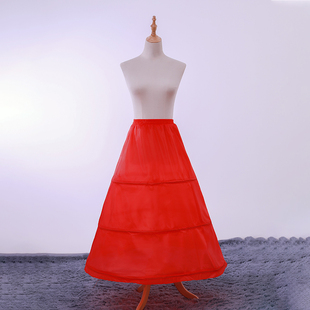 裙撑红色三钢圈婚纱礼服，蓬蓬裙松紧带系带可调节衬裙，小a裙鱼骨撑