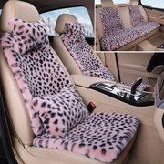 豹纹汽车坐垫冬季短毛绒保暖女士ins网红加厚米色三件套冬天毛垫