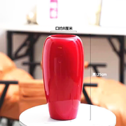 中国风红色仿陶瓷花瓶摆件，桌面客厅玄关，干花插花瓶仿真花花艺装饰