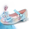 迪士尼童鞋爱莎公主2024年春秋女童高跟皮鞋小公主水晶演出单鞋