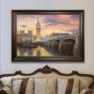 欧式客厅风景喷绘油画有框装饰画宾馆酒店装饰画沙发背景挂画