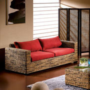 东南亚原木藤沙发组合大小户型，客双人三人，藤沙发中式藤编布艺沙发