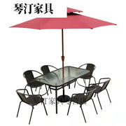 峎尔良休闲室外桌椅遮阳伞组合阳台咖啡奶茶店户外庭院铁艺藤