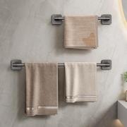 贝凯浴室毛巾架灰单杆免打孔卫生间，挂毛巾杆，太空铝轻奢浴巾架子