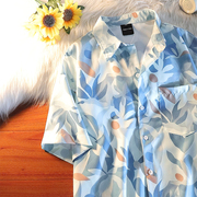 芃漫满身花卉复古短袖，衬衣夏威夷度假风情侣衬衫，男女小众夏季外套