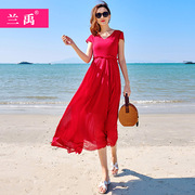 泰国巴厘岛沙滩裙2024女森系连衣裙民族风三亚海边度假长裙子