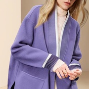 秋冬季今年流行毛呢外套，女2023宽松高端紫色呢子大衣欧美时尚