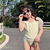 百雅2023女童宝宝公主蕾丝连体泳衣女孩海边度假洋气沙滩泳装