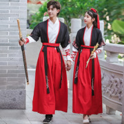 汉服女绣花交领半臂武侠风(武侠风)情侣装，大码团服学生汉服女装中国风