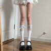 aytofilms少女白色蕾丝，花边堆堆袜，洛丽塔可爱中筒袜丝带小腿袜