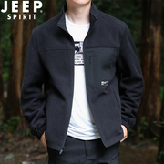 jeep吉普卫衣男装秋冬季立领拉链开衫，抓绒衣摇粒绒双面穿夹克外套