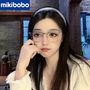 韩系显白奶金色眼镜框女可配近视度数素颜文艺小圆框金丝眼睛镜架