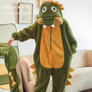 鳄鱼连体睡衣成年衣服男大人动物女情侣可爱动漫卡通冬天服装恐龙
