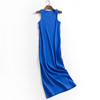 l659极简风修身版型圆领罗纹，针织蓝色背心，长裙23夏新通勤女连衣裙