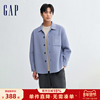 gap男装秋季logo羊毛，混纺休闲翻领夹克，时尚流行衬衫式外套889749