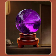 紫水晶球摆件紫色水晶透明玻璃圆风水球店铺客厅酒柜玄关招财摆件