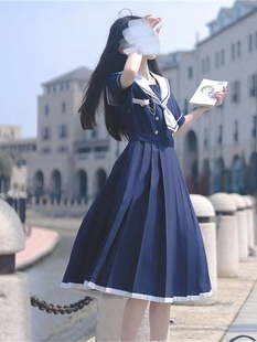 日系学院风海军领白色jk连衣裙2024年夏季初恋少女收腰减龄水手服