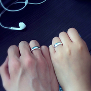 戒指情侣对戒一对纯银指环，节约学生百搭创意，订婚戒活口刻字礼物
