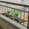 悬挂式栏杆花架碳化实木多肉花盆挂架阳台隔板壁挂窗台护栏置物架
