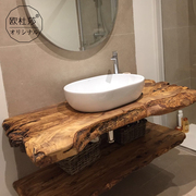 北欧风格实木定制陶瓷卫浴柜简美挂墙新中式洗脸盆柜卫生间洗漱台
