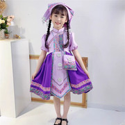 广西三月三少数民族服装，壮族儿童女童，幼儿园演出表演舞蹈服饰