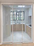 定制深圳厨房推拉门折叠极吊轨三连动客厅卫生间移门钢化玻璃拉门