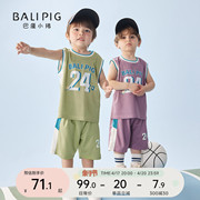 儿童运动套装篮球服男童夏装，中大童薄款短袖，两件套女宝宝夏季衣服