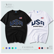 USA美国篮球训练服国家队詹姆斯科比欧文纯棉短袖t恤衫男 半袖T恤