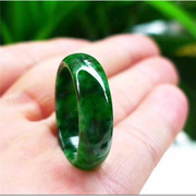 天然级A缅甸翡翠戒指干青铁龙生飘花满绿指环男女款祖母绿玉扳指