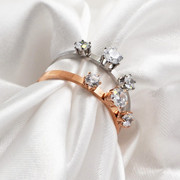 三钻光面18K玫瑰金钛钢戒指 时尚日韩版女款彩金不掉色单戒指环