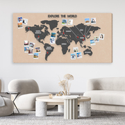 世界地图旅行照片墙墙贴装饰情侣照片墙自粘3D立体客厅电视背景墙