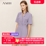 Amii2024夏季短裤套装女时尚双排扣职业西装休闲小个子两件套