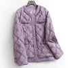 紫色相拼圆领双口袋，单排扣短外套，冬季长袖淑女百搭羽绒服n232
