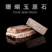 天然印尼珊瑚玉古生物化石菊花石，原石切片地质科普教学标本摆件