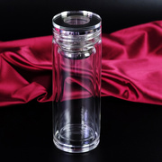 带盖玻璃杯便携小水晶透明男女，双层定制加厚大容量耐热泡茶水杯子