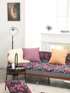瑞典美式轻奢四季通用时尚，紫色沙发垫北欧现代全棉，盖布艺防滑坐垫