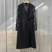 艾AN35-T101商场专卖2024春时尚丽人女装长袖小衫气质两件套裙潮