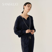 sangluo真丝睡衣套装，秋冬休闲轻运动风100%桑蚕丝套头宽松家居服