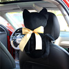 汽车背影猫纸巾抽毛绒黑色可爱卡通，车用椅背袋挂式纸巾盒车内用品
