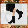 stuartweitzmanswodetta秋冬经典粗方跟短靴女靴子圆头瘦瘦靴